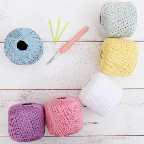 Vista 11 de Threadart - Juego de hilos de ganchillo de algodón 100% puro, tamaño 3, colores de ambiente de playa, cuatro bolas de 1.76 oz
