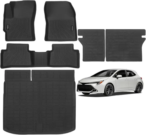 Naibeve Floor Mats for Toyota Corolla Hatchback 2019-2025 2026(Not for Corolla Cross & Sedan)- All Weather for Corolla Hatchback Floor Mats Trunk