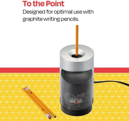Vista 4 de School Smart sacapuntas vertical para lápices, 6 x 4 pulgadas, eléctrico, Negro/Plateado