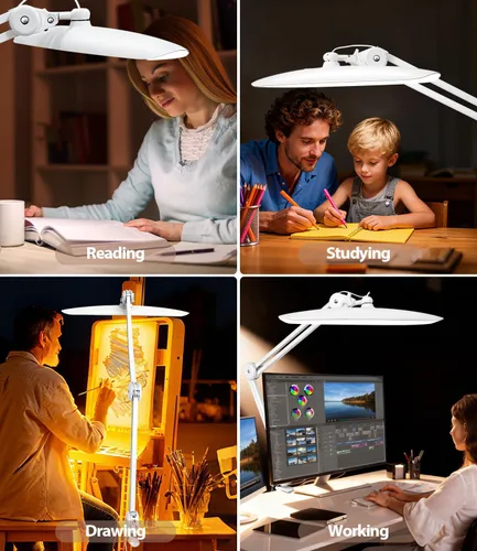 Vista 5 de Lámpara de Escritorio LED con Abrazadera, Luz de Escritorio de Arquitecto que Cuida la Vista para Oficina en Casa, Monitor de Computadora