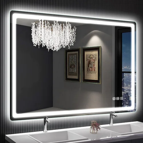 Vista 11 de SBAGNO - Espejo LED de baño con Bluetooth, 24 x 32 pulgadas, con luz regulable, espejo de tocador con 3 colores, retroiluminado + luz frontal