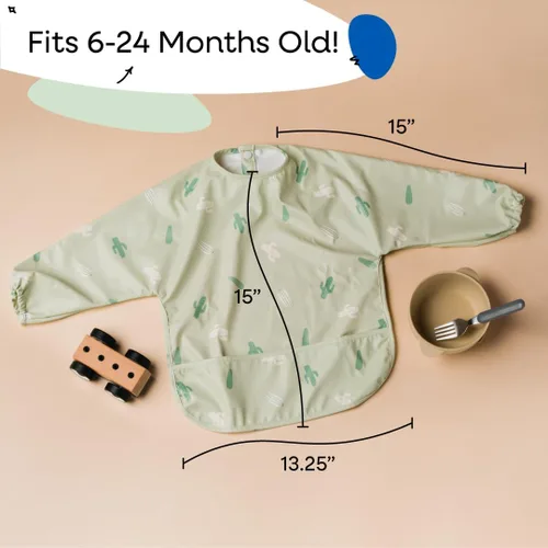 Vista 3 de ANGORA BRANDS Babero de silicona para bebés y bebés, 100% impermeable de grado alimenticio con bolsillo profundo para atrapar alimentos, ajustable