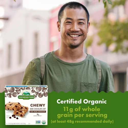 Vista 4 de Cascadian Farm Barras de Granola Masticables Orgánicas con Chispas de Chocolate, 6 Barras, 7.4 oz
