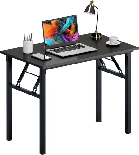 Vista 26 de Need - Escritorio plegable de 31 1/2" sin ensamblaje, mesa pequeña para computadora, escritorio robusto y resistente para espacios pequeños, marco