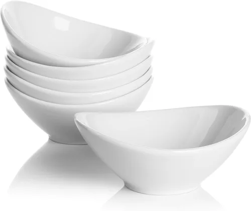 Vista 9 de Teocera Juego de 5 cuencos pequeños de porcelana de 12.7 cm, cuencos pequeños de 6 onzas para postre, helado, aperitivos, para sumergir, Beige