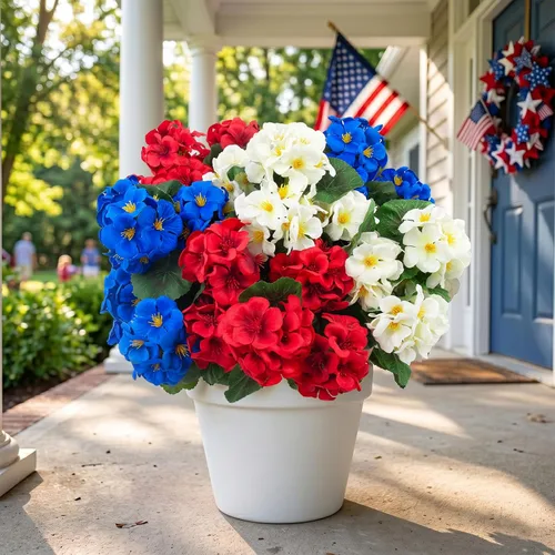 Vista 14 de Hananona 6 Piezas Flores Artificiales de Geranio para Exteriores Flores de Seda de Geranio para Exteriores Resistentes a Rayos UV Plantas de Jardín