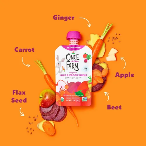 Vista 6 de Once Upon a Farm, OhMyMega Veggie Orgánico, 3.2 onzas