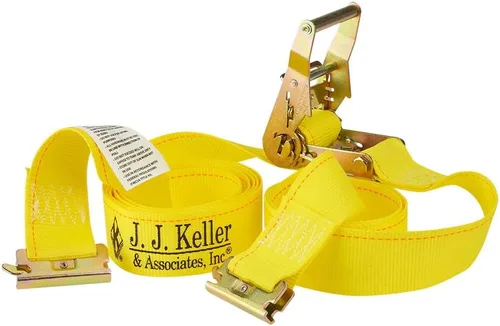 Correa de amarre con hebilla de trinquete, serie E o A, amarilla, 2 pulgadas x 12 pies, 1,333 libras. Carga de trabajo segura, J. J. Keller &