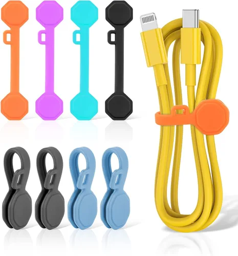 Vista 7 de 6 PCS Bridas Magnéticas de Silicona para Cables, Clips para Cables Organizador de Cordones [1S] Gestión de Cables de Cordones, Organizador Magnético