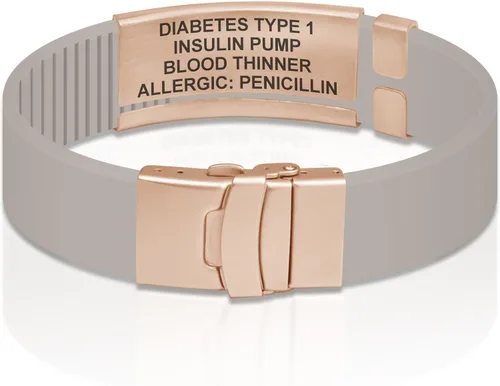 Vista 50 de Divoti Pulsera de identificación de alerta médica grabada personalizada, grabado láser de doble cara, pulsera de silicona, cierre de seguridad