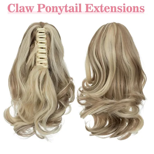 Vista 2 de Extensión de cola de caballo de 12 pulgadas, rizado, ondulado, con clip, colas de caballo, extensiones de cabello sintético natural para mujer