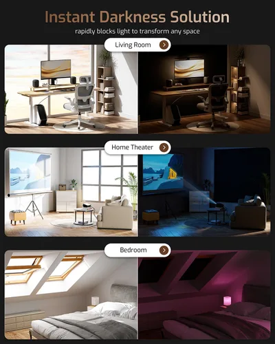 Vista 6 de Cortinas opacas portátiles de 17 x 36 pulgadas para dormitorio, cubierta de ventana 100% opaca (se adapta a ventanas de 17 a 48 pulgadas de ancho)