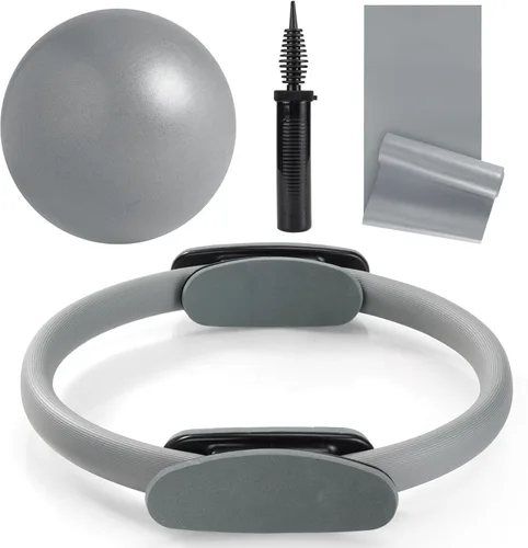 Vista 9 de Tsikavo Anillo de pilates, círculo de anillo de pilates y juego de bolas, anillo de pilates mágico de 12 pulgadas, bola de ejercicio pequeña de 9