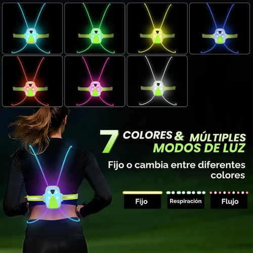 Vista 2 de LED Reflective Running Vest Lights for Runners, Running Lights with Front Light, Safety USB Rechargeable Reflective Night Lights For Men/Women