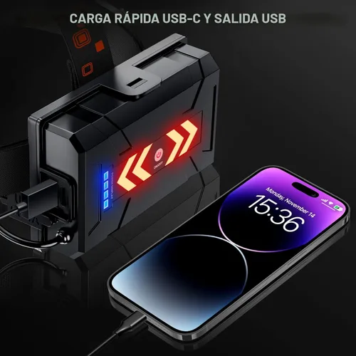 Vista 6 de AKNEAR Linterna Frontal LED Recargable 4500 Lúmenes, 95 Horas de Duración Lámpara de Cabeza con Zoom y 12 Modos e IPX7 Impermeable y 125° Ajustable