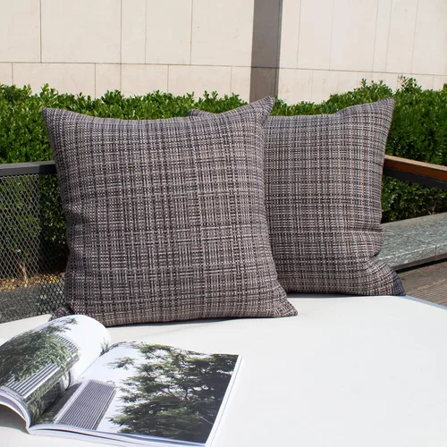 Vista 35 de Kevin Textile - Juego de 2 fundas de almohada decorativas para exteriores, impermeables, para jardín, patio, tienda de campaña, sofá, de 16 x 16
