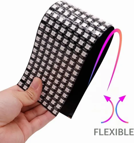 Vista 10 de WS2812B RGB LED Digital Flexible Panel de luz direccionable individualmente WS2812 8X8 16X16 8X32 Módulo LED Matriz Pantalla DC5V
