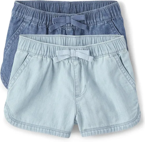 Vista 2 de The Children's Place Pantalones cortos de cambray para bebés y niños pequeños