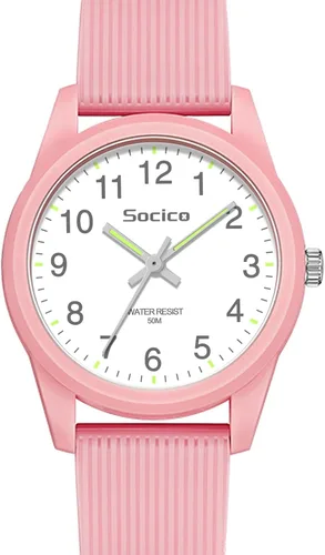 SOCICO Reloj analógico para niños y niñas, reloj de aprendizaje fácil de leer, resistente al agua 50M, reloj de pulsera de banda suave para edades