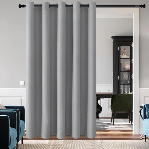 Vista 26 de DWCN Cortina divisora de habitación para total privacidad con bloqueo de luz - Cortinas térmicas para puerta de patio, sala de estar, división