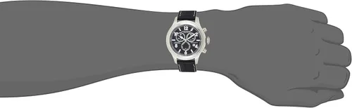 Vista 4 de Akribos XXIV AK575 - Reloj cronógrafo para hombre, 3 subesferas con ventana de fecha y correa de cuero con bisel de monedas