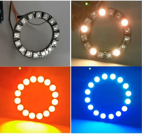 Vista 6 de 16 bits WS2812 RGB LED anillo SMD 5050 LED direccionable cadena individual programable con controlador integrado DC 5V para Arduino Raspberry Pi