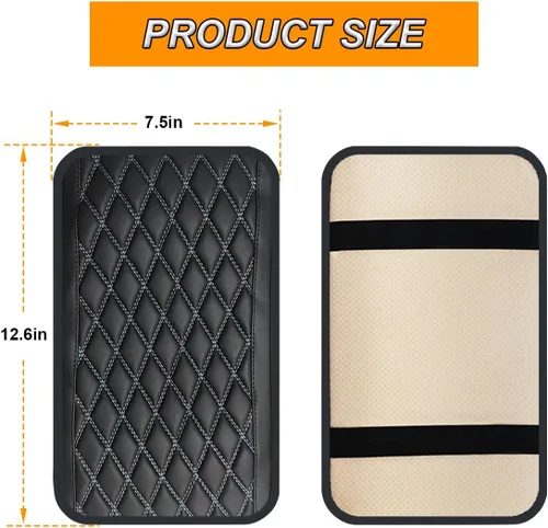 Vista 2 de Bittwee Almohadilla para consola central de automóvil, alfombrilla universal de cuero para reposabrazos, impermeable, protector de caja