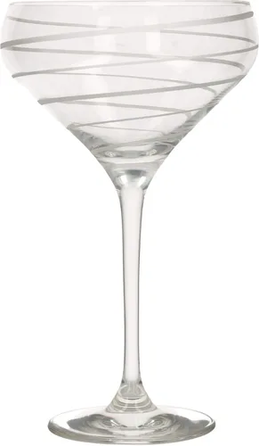 Vista 4 de Mikasa Platillos de champán Cheers, copas de champán retro de cristal, diseño plateado, 13.5 fl oz, juego de 4