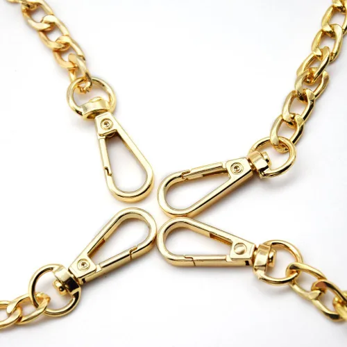 Vista 6 de 2 correas de cadena plana de metal de 47 pulgadas, correa de cadena extraíble para bolso de mano, accesorios con hebillas