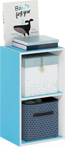 Vista 55 de Furinno - Estantería de 5 cubos serie Luder para libros y almacenamiento, color blanco y verde