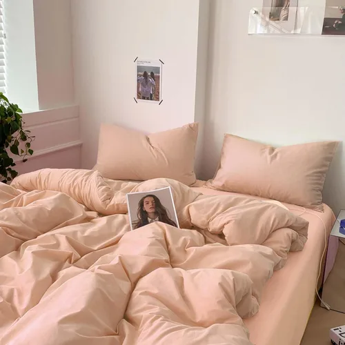 Vista 7 de Nanko Juego de funda de edredón rosa tamaño individual, juegos de ropa de cama de microfibra ligera de lujo con lazos de cremallera, juegos de ropa