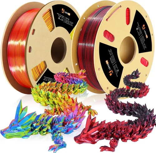 Vista 16 de LOVOON Filamento de ácido poliláctico (PLA) para impresión 3D multicolor, filamento PLA de 0.069 pulgadas, cambio de color doble por ángulo