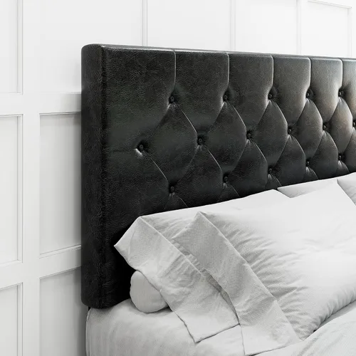 Vista 19 de HOOMIC Base de cama de almacenamiento de plataforma de tamaño matrimonial con 4 cajones y cabecera ajustable, listones de madera, no necesita