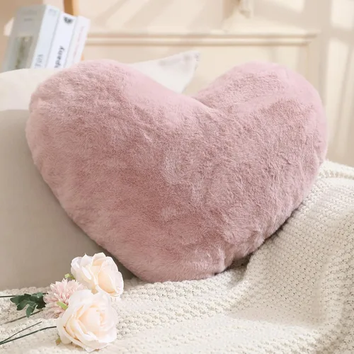 Vista 22 de EastTree Almohadas de Corazón, Almohadas en Forma de Corazón Rosa Pasta de Frijol, Regalos de Almohadas Decorativas de Amor, Almohadas Pequeñas
