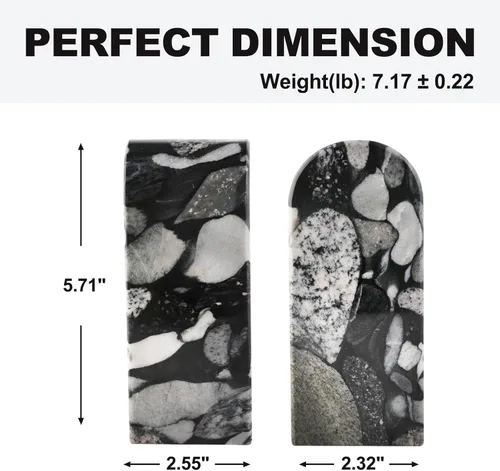 Vista 2 de Koville Sujetalibros de mármol de lujo para estantes, extremos decorativos de libros de piedra, soportes de libros de mármol de alta resistencia