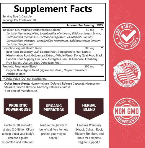Vista 3 de BioSchwartz Suplemento de probióticos vaginales para mujeres con prebióticos Lactobacillus Crispatus – Apoya la salud de la mujer al promover un