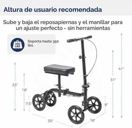 Vista 7 de Drive Medical Patinete de rodilla plegable orientable y patín de pierna, negro