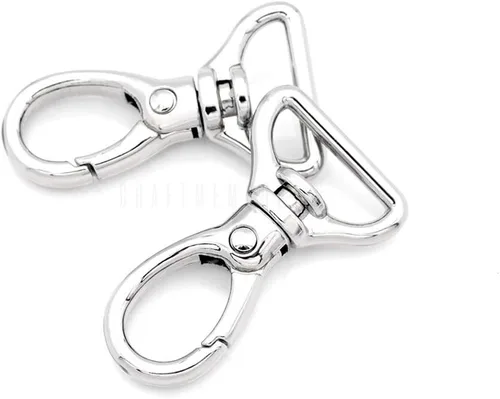 Vista 5 de CRAFTMEMORE 2 ganchos ovalados de metal resistente para puerta de empuje giratoria con cierre de langosta para llavero, accesorios para hacer Latón