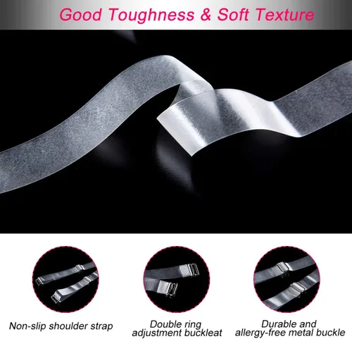 Vista 3 de dgdgcool Correas transparentes para brasier, 2 pares de correas invisibles para sujetador, antideslizantes, ajustables