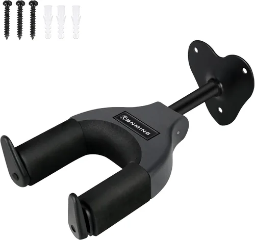 Ranming Soporte de pared para guitarra, soporte de pared con bloqueo automático, base de metal para guitarra, ukelele, bajo, banjo y mandolina