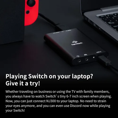Vista 7 de Narvitech Tarjeta de captura HDMI NJ300, paso 4K60, grabación 1080P60, Plug & Play, transmisión de baja latencia para Switch 2, PS5, Xbox, PC y Mac.