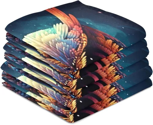 Vista 4 de Kigai Paquete de 4 paños de cocina con búho altamente absorbentes, súper suaves, de 18 x 28 pulgadas, reutilizables, de secado rápido, juego