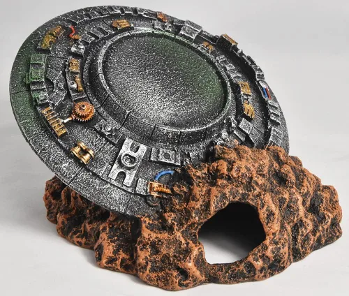 Decoraciones de acuario-UFO Fish Tank Accesorios para Betta Hide Flying Saucer Creative Medium Fish Tank Decor Reptile Box Landscaping Ornament