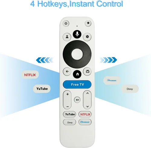 Vista 5 de Remoto de voz reemplazado para dispositivo de transmisión onn 4K Compatible con 100024646 100026240 100135769 Material ABS blanco