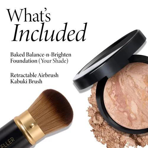Vista 3 de Laura Geller New York Baked Balance-n-Brighten - Base con corrector y brocha Kabuki, porcelana