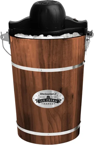 Vista 10 de Elite Gourmet Maxi-Matic EIM-924L Máquina para hacer helados eléctrica de 4 cuartos estilo antiguo, cubeta de pino