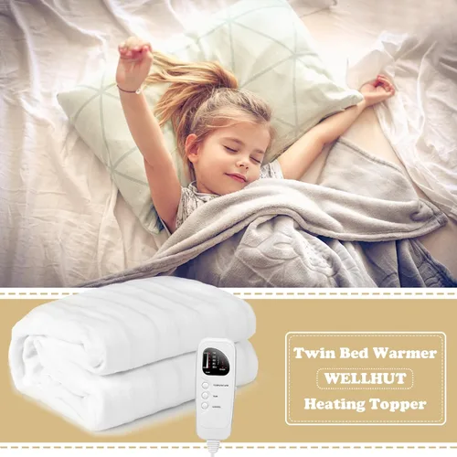 Vista 2 de WELLHUT Calentador de mesa de masaje con calefacción, almohadilla térmica de colchón de 75 x 36 pulgadas con 5 niveles de calor, 8 ajustes