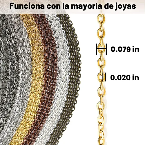 Vista 3 de Jishi Cadenas de suministros de fabricación de joyas, cadenas de eslabones de cable de 60 pies para hacer joyas, collares, aretes, pulseras 6