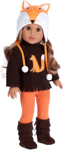 Vista 7 de Foxy - Ropa para muñecas de 18 pulgadas, traje de 4 piezas, sombrero, blusa, leggings y botas. (Doll no incluido)