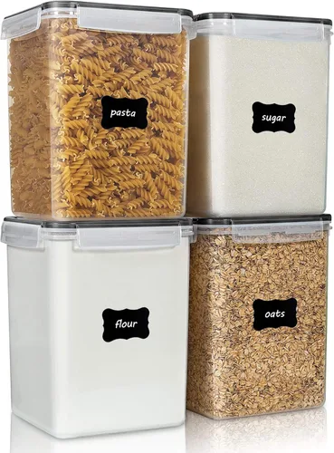 Vista 15 de Vtopmart Contenedores de almacenamiento de alimentos de 2.5 litros/84.5 onzas, 4 recipientes herméticos de plástico sin BPA para harina, azúcar